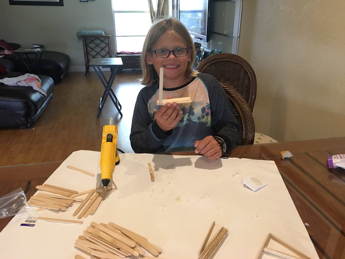 Tristan showing us "The Most Magnificent Thing" so excited to use the hot glue gun. <a href="/FriendsinFourth/">Kristin Merrill</a> 
#lovingfourthgrade