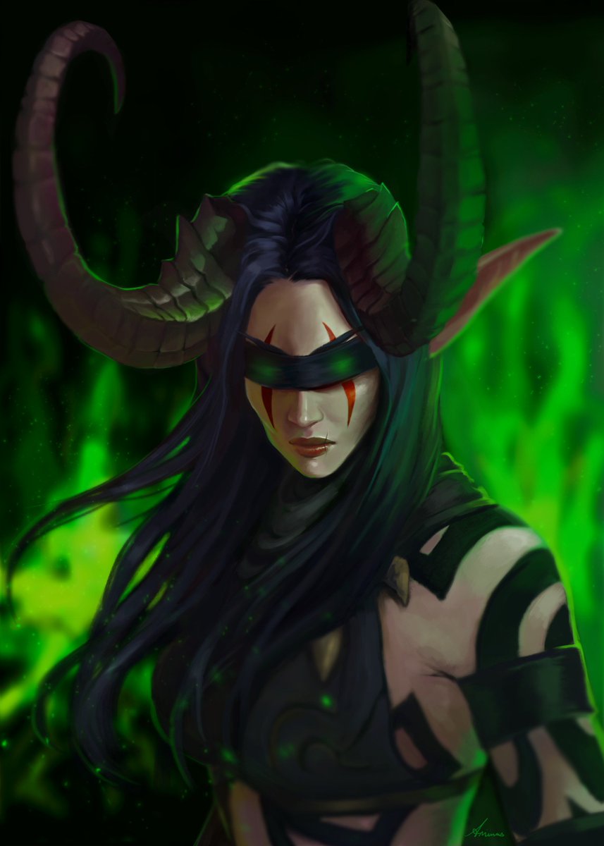 Zynthex89's tweet photo. @Warcraft Hey Blizz! Just wanted to share with you my demon hunter painting. I hope you guys like it! <3 https://t.co/8scQvHjYMb