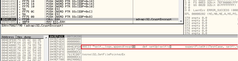 yassine_lemmou's tweet photo. #Cerber uses the function #CryptEncrypt of advapi32 to crypt the files. The name was obfuscated.
Next #Ransomware any proposition ? #Locky ? https://t.co/p0enxYfsnc
