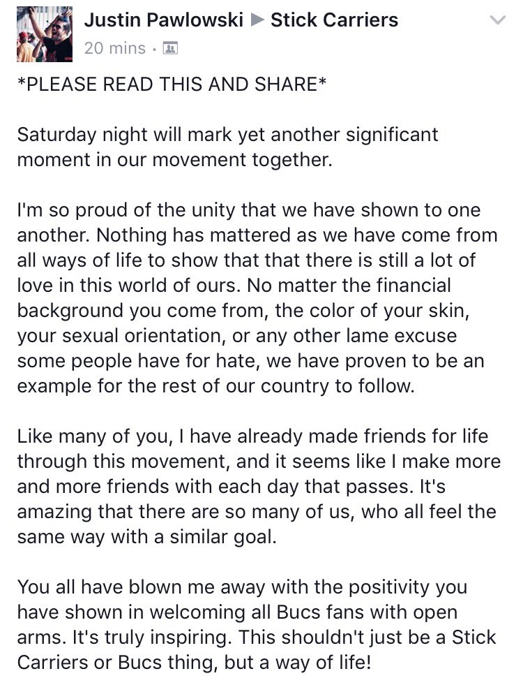 BucsMob's tweet image. This is why we love being #StickCarriers!!!