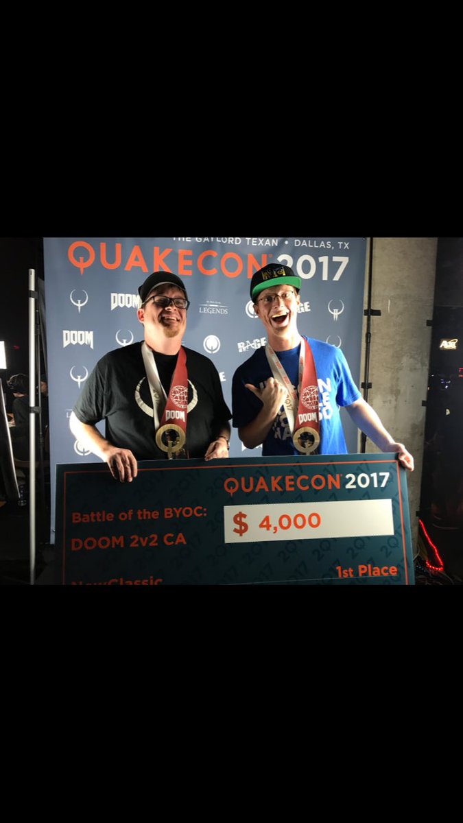 BazookaJo3y's tweet photo. Congrats to @NewClassicGang members @BPSkibbenheims and @Tenseko_ for winning the 2v2 DOOM tourney @QuakeCon !! Well deserved! #gamers https://t.co/M2UYwYkvVE