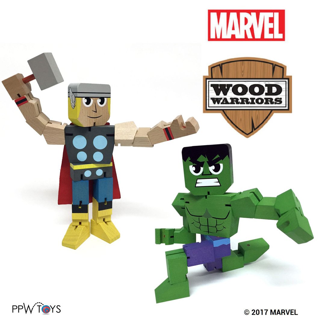 PPWToys's tweet photo. Thor &amp; Hulk Wood Warriors 8" from www.PPWToys. Super posable and stackable solid wood figures, full of fidgety fun!#hulk #thor #woodwarriors https://t.co/Z1IPfaETv4