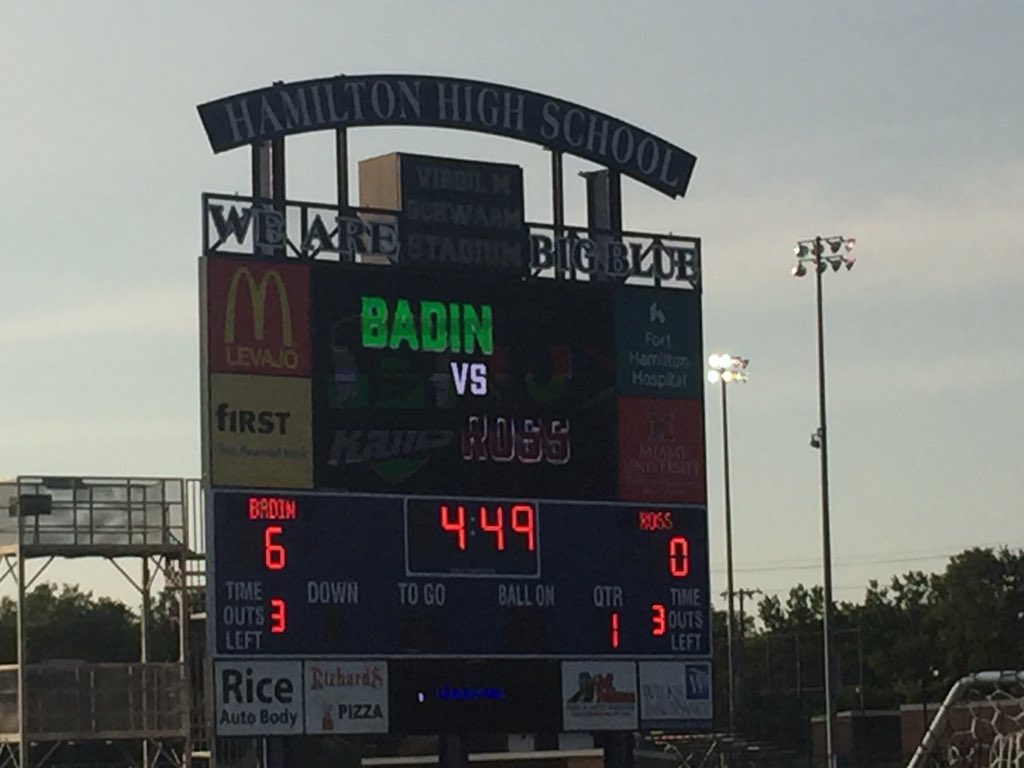 Awesome crowd here at The Schwarm tonight for <a href="/BadinHS/">Badin High School</a> <a href="/RAMSSPORTS/">Stephen T. Badin High School Athletics</a> and <a href="/RossRams1/">Ross High School</a> <a href="/RossRamsAD/">Justin Beck</a> for the <a href="/xtownshowdown/">Crosstown Showdown</a>