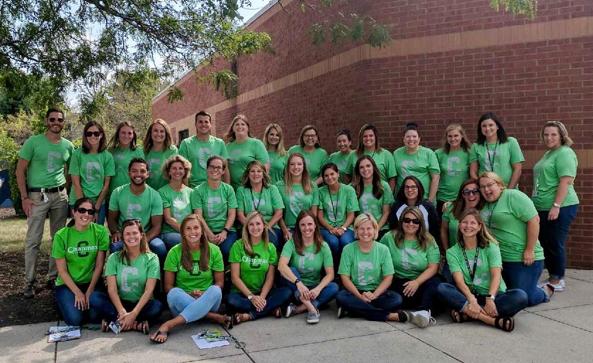 ceDCSD's tweet photo. Chapman spirit wear and Friday afternoon group photo for the win! Thank you @Chapman_PTO for our new shirts! https://t.co/nxovOXOncD