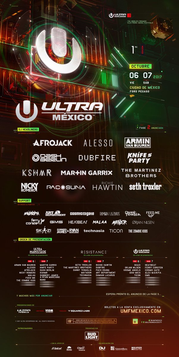 UMFMexico's tweet photo. Presentando la Fase 2 del Lineup de Ultra México 2017! https://t.co/iFQxn5e3iU