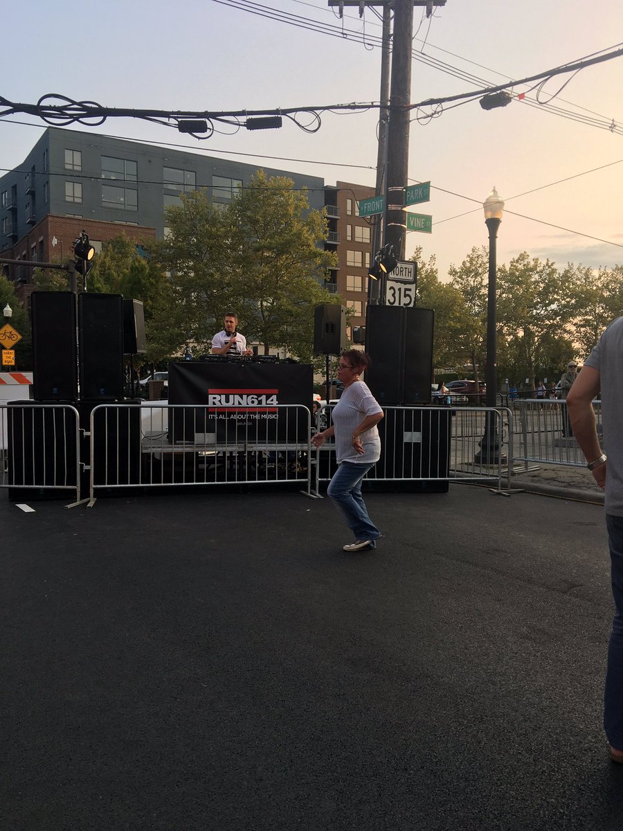RUN614 DJ stage is up and running 💃🏽 get down to Park Street for the kickoff to #ParkStreetFest this weekend