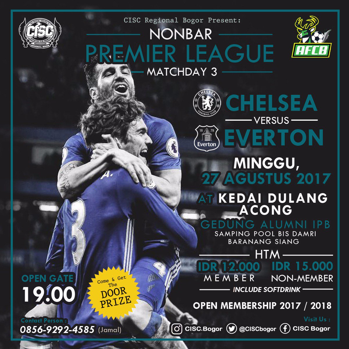 ciscbgr's tweet image. NONTON BARENG
EPL Matchday 3
Chelsea Vs Everton
Minggu, 27 Agustus 2017
@ Kedai NasiDulang Acong
Doorprize
OpenmembersihpCISC
#raincityblues