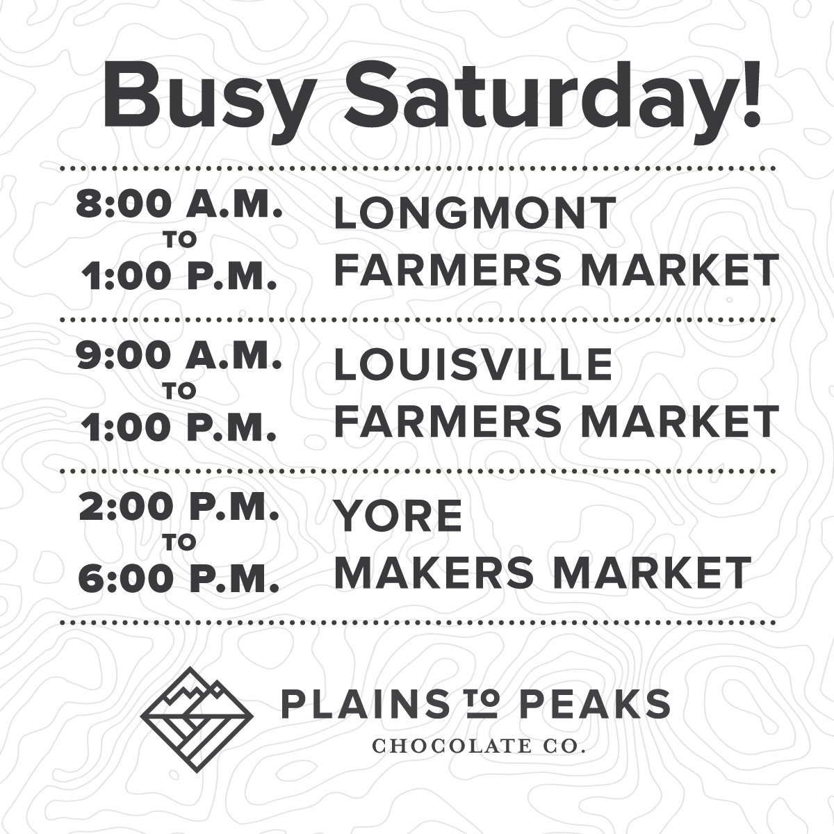 p2pbean2bar's tweet photo. Busy tomorrow. @longmontmarket, @RealFarmMarket Louisville and a pop up at the Yore  Makers Market. Hope to see you https://t.co/p9uIcl4ElE https://t.co/89ICrzhkCa