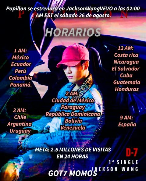 Jackson_G7Peru's tweet photo. #JacksonWangPapillon HORARIOS LATINOAMERICA 🙌❤️❤️
#teamwang #papillon #jacksonwang 
CANAL OFICIAL: https://t.co/uVlgN7KihT
Cr img:GOT7 MOMOS https://t.co/D1DRL4ZzCV