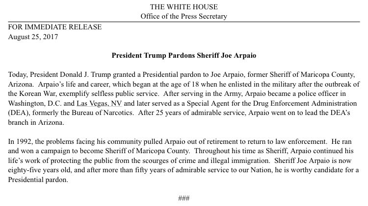 So...Trump's going to pardon Sheriff Joe. DIHUJkFXUAAJBaZ