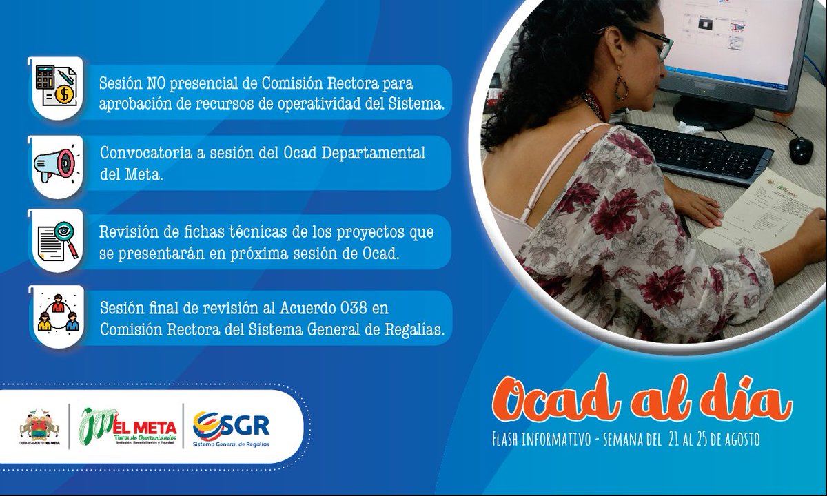 OCADMETA's tweet photo. En 'Ocad al día' te contamos cuáles fueron las actividades en las que avanzó el equipo de la secretaría técnica del #OcadMeta. https://t.co/AXSLpBkNIy