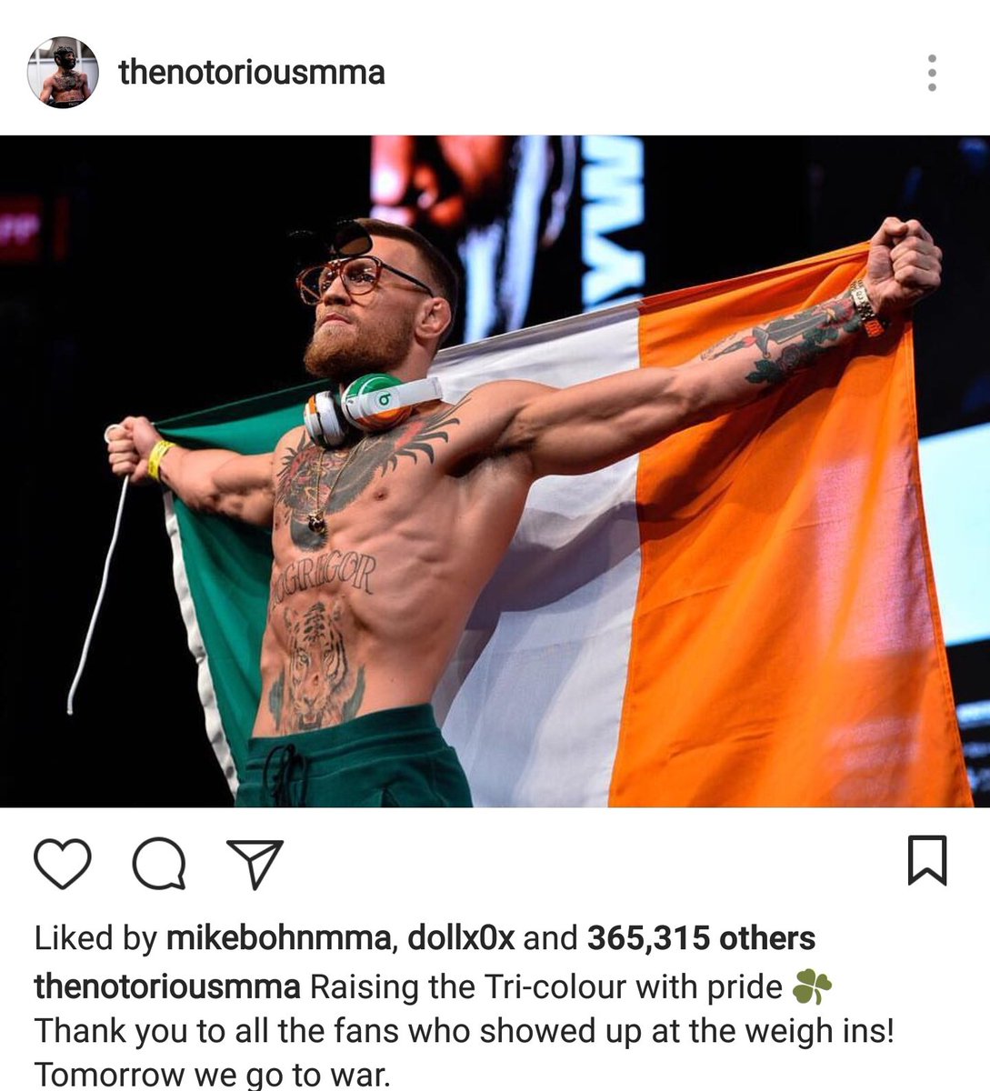 ChamatkarSandhu's tweet photo. Conor McGregor's final message to his fans, especially the Irish here in Las Vegas, before he fights Floyd Mayweather. #MayweatherMcGregor https://t.co/n2PfEe3BKR