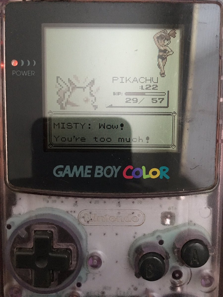 BellaLugosy's tweet photo. 2nd gym leader. Out! 
#Pokemon #RedVersion #Pikachu #Misty https://t.co/TyicI6AwQ5