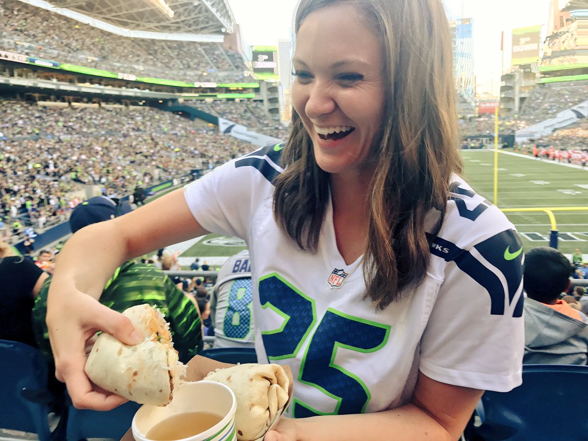 LumenField's tweet photo. Ultimate halftime snack = Pho Rito (yes, that means pho in a burrito). Sec.105 #CLFeats #KCvsSEA https://t.co/UBsRCS3R97