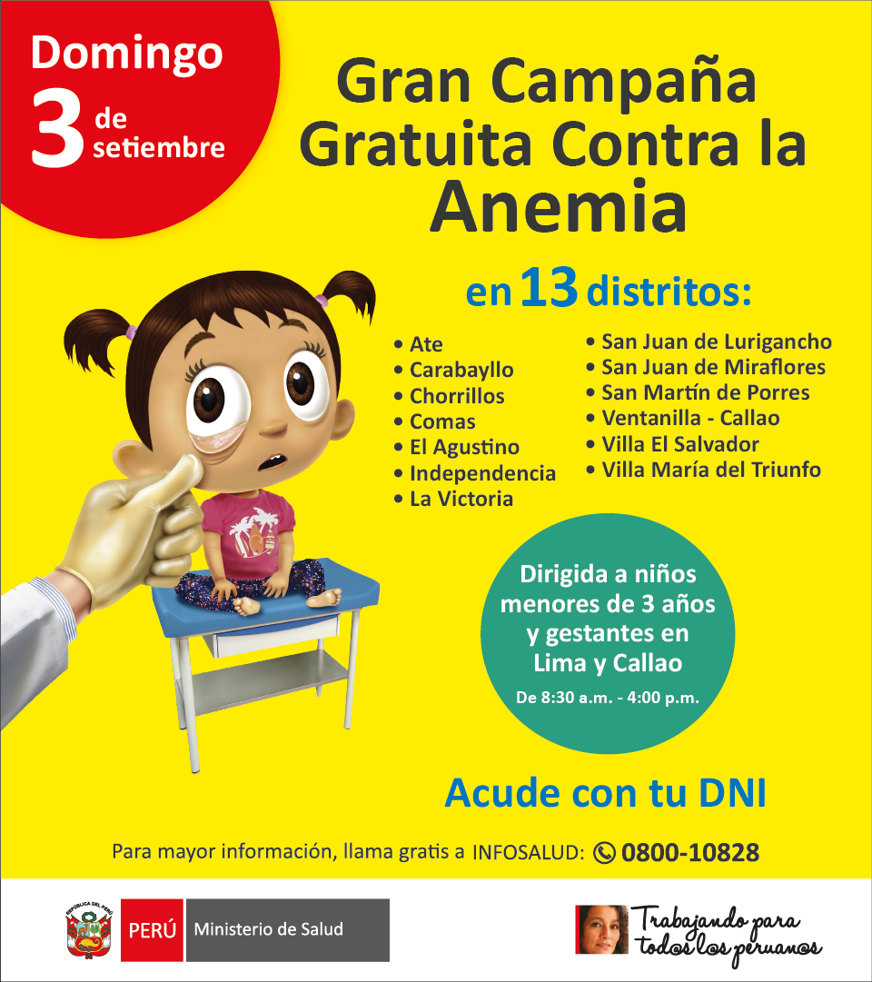 Minsa_Peru's tweet photo. Ven con tus hijos y accede a servicios gratuitos de diagnóstico y tratamiento de anemia, orientación nutricional y mucho más ¡Te esperamos! https://t.co/cOJrxpn1xt