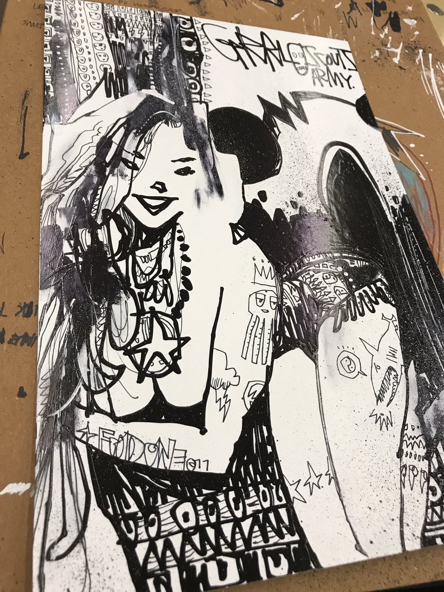 JimMahfood's tweet photo. GRRL SCOUTS Army, shiny side of the backing board.
@cscomiccon
#grrlscouts #magicsocks #imagecomice #backingboard #fri #coloradosprings https://t.co/GB1cwSVCdn