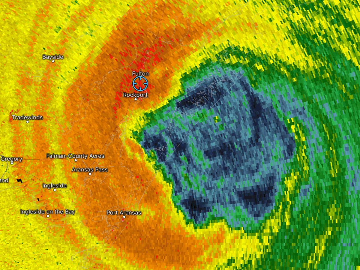 iCyclone's tweet photo. Worst of inner eyewall taking us. Modern, four-story hotel shaking to its very frame. Praying we get respite in eye. HARVEY in a Rockport. https://t.co/TBqAD0ypUg