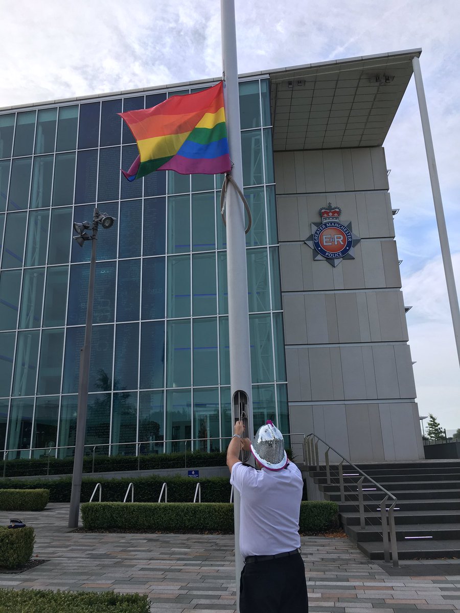 gmpolice's tweet photo. Our rainbow flag is flying and we’re getting ready to march with pride @ManchesterPride parade today. #policewithpride https://t.co/A2V4dyXKbh