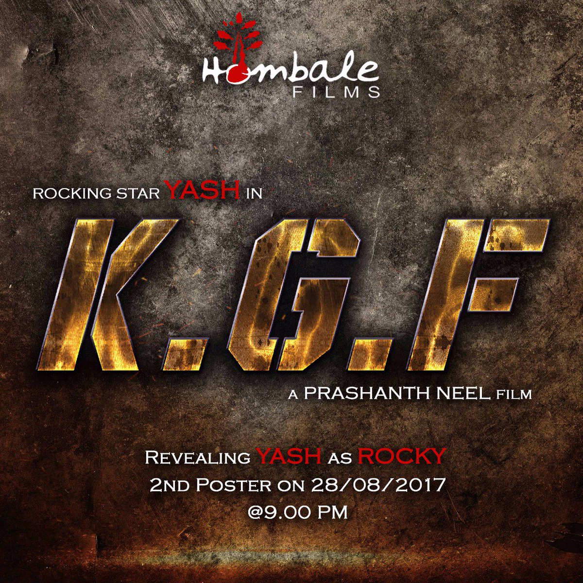 Karthik1423's tweet photo. #KGF 2nd poster on 28/8 at 9PM. Revealing @NimmaYash as #Rocky. #PrashanthNeel #HombaleFilms #BhuvanGowda https://t.co/r8eYW15KVW