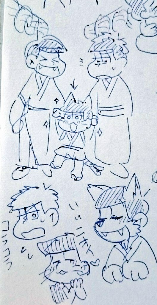 DensonPine's tweet photo. 前につぶやいてた、人間のお祭りに変装して遊びに行く妖怪十四一と子供の猫又ちゃんのラフ https://t.co/K7L2LQQsjk