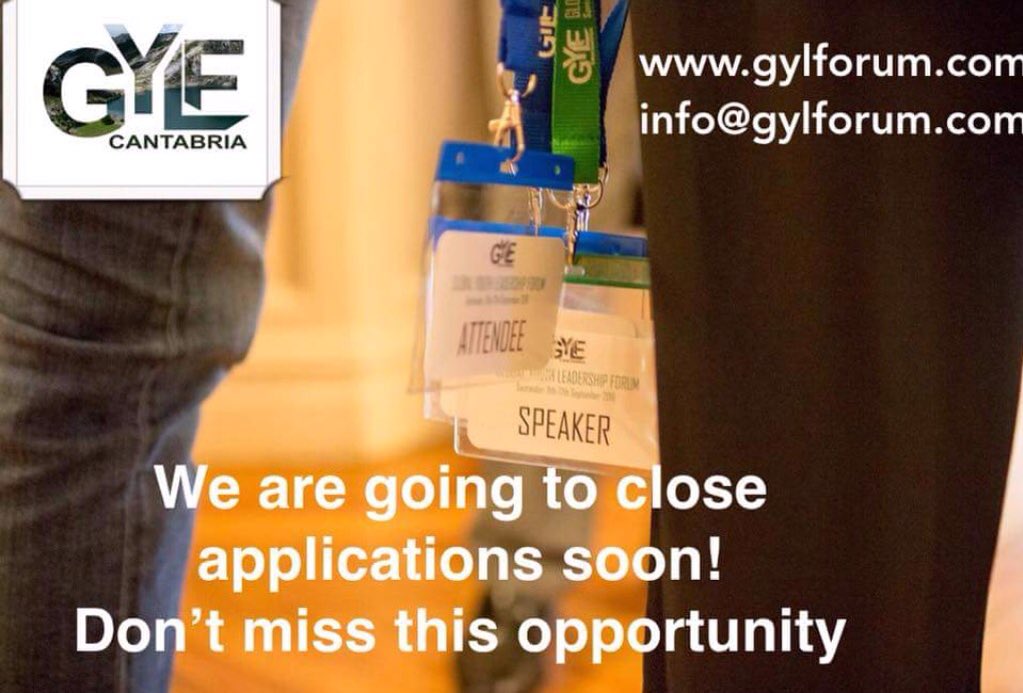 gylforum's tweet photo. We wait for you from 24 to 30 of September at the Global Youth Leadership Forum in #Santander,#GYLF2017www.gylforum.com https://t.co/ubE84ecZ4w