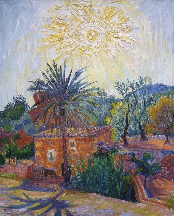RaffiDerH's tweet photo. Frederick Gore 'Evening Majorca' 1962 #frederickgore #majorca #impressionism #fauvism #art #sun https://t.co/5qXxyRb2YK