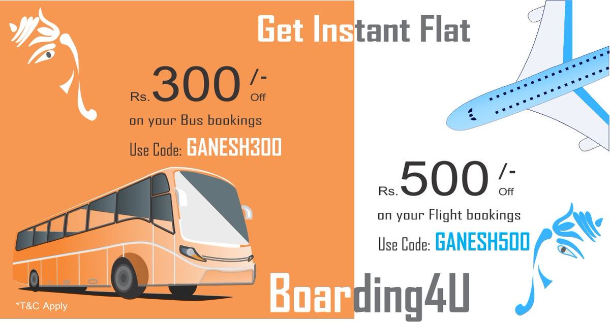 boarding4u's tweet photo. Get Rs.500 OFF on Flight & Rs.300 OFF on Bus tickets.
#busoffers #flightoffers
https://t.co/BISqviGvEN
Enjoy the superb offer https://t.co/nkEH4ao89a