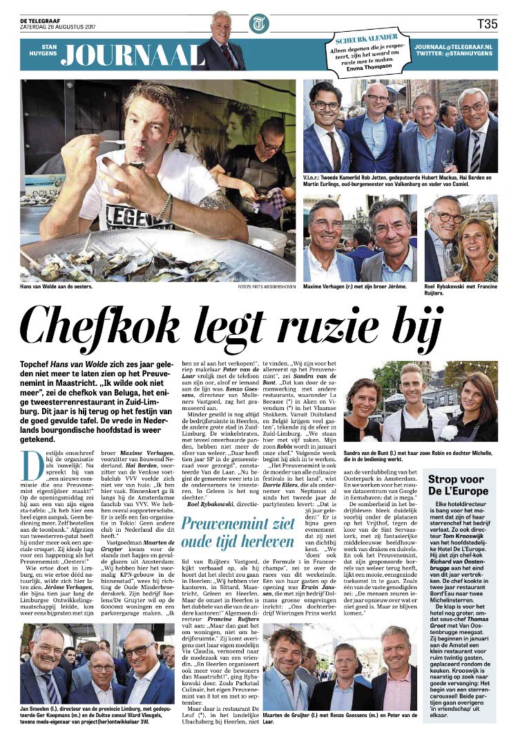 Strop voor @DeLEuropeAMS bit.ly/2gcRvnc | <a href="/BelugaLovesYou/">Beluga Loves You</a> Chefkok legt ruzie bij <a href="/Preuvenemint/">Preuvenemint</a> bit.ly/2ixAk0o | <a href="/telegraaf/">De Telegraaf</a>
