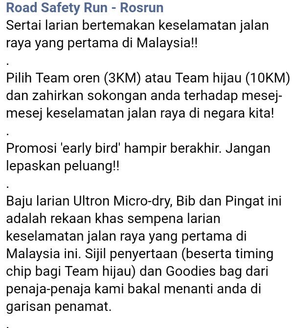 SafeRoadMY's tweet photo. Ayuh join larian yg bertemakan Keselamatan Jalan Raya. Dengan sokongan penaja seperti @uber_my @_PUSPAKOM_ #saniexpress #emutiara @UltronCo https://t.co/xQtecHlZsx