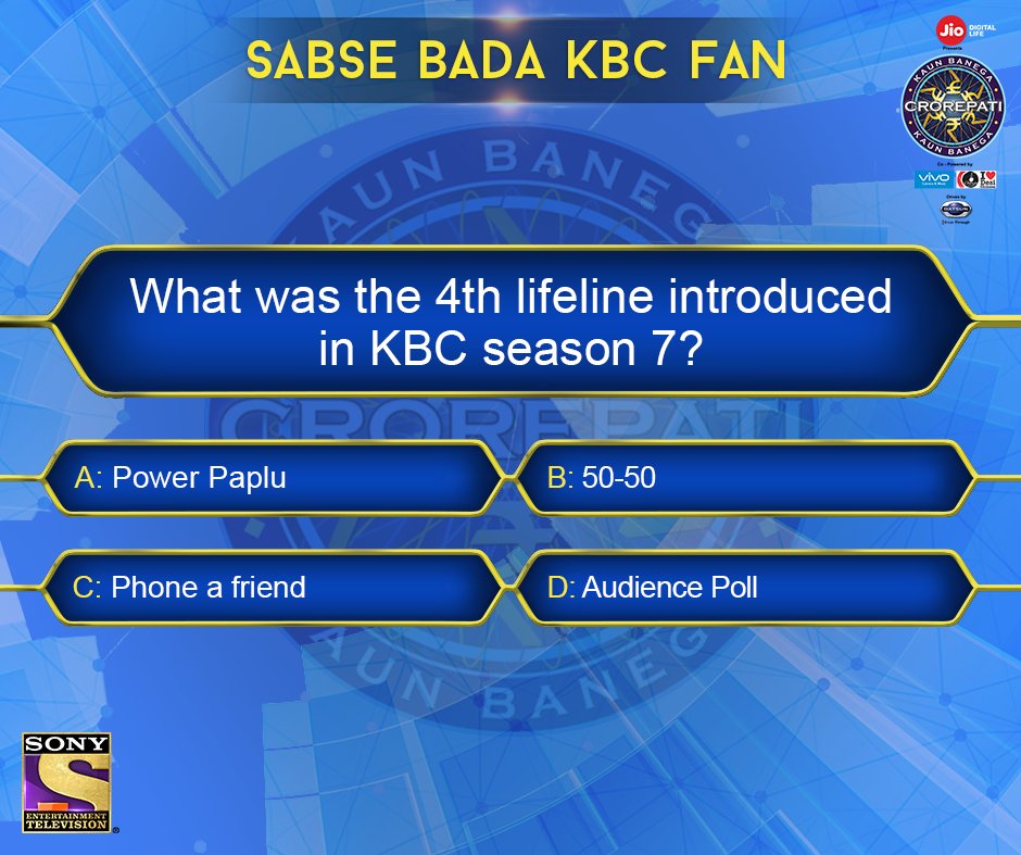 SonyTV's tweet photo. Here is your 3rd question. Answer and win a chance to watch KBC live! Tweet you answer with #SabseBadaKBCFan now!
@SrBachchan https://t.co/QQno22RAc3