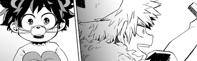 今回の本で一瞬だけショタ勝デクも描いたんだけど、デクくんに割と真面目に森の仲間達の配役をチョイスしたつもりが作画中も今も見る度に笑ってしまって困ってる…ちなみにかっちゃんは主役の勇者 