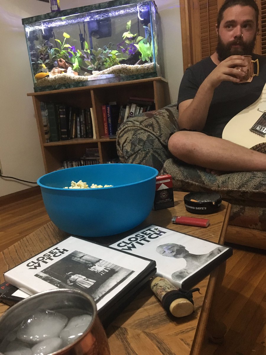 alohajahbless's tweet photo. Couldn't make it to Iowa city to see @closetwitchband tonight so Christian and I are having a closet witch party at the Elkson house instead https://t.co/6fh4576B11