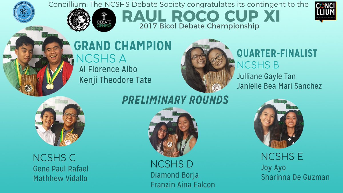 NCSHSDebSoc's tweet photo. NCSHS are once again the Roco Cup Champions! Congratulations to the Concillium for bagging awards in Roco Cup XI! #LabanSayans ++ @0107Kyle https://t.co/3xeGlKfWlo
