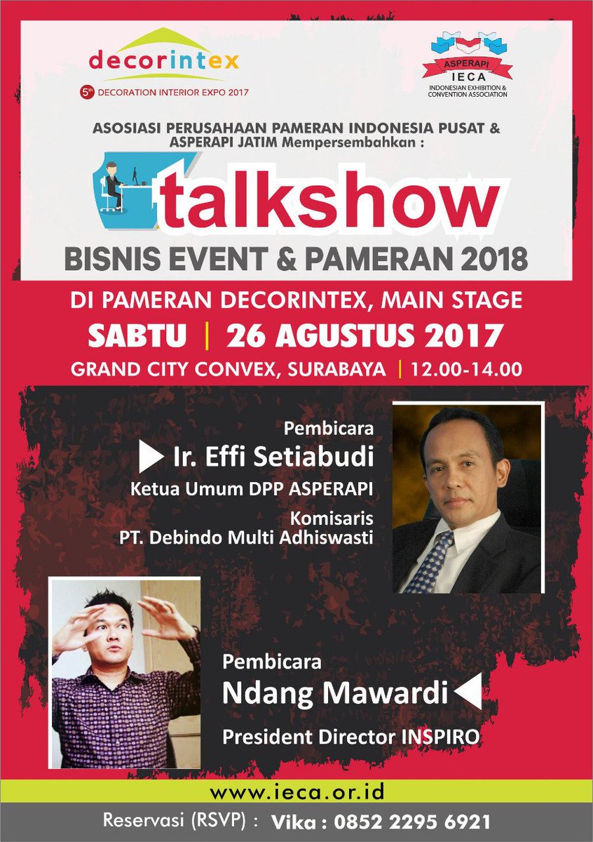 Ayo ramaikan!!
Siang ini jam 12.00-14.00
Di exhibition hall grand city surabaya dalam rangkaian decorintex in conjunction with homepex 2017