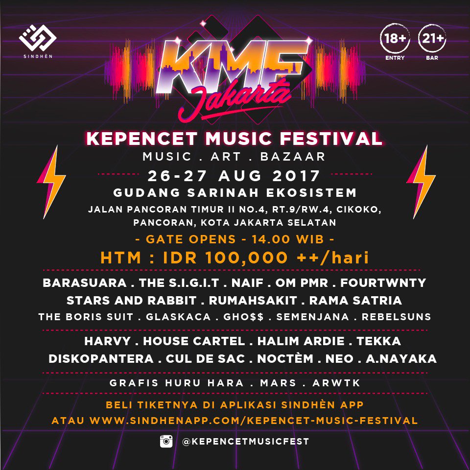 SeputarEvent's tweet photo. Hari ini: KEPENCET MUSIC FESTIVAL, supported by @seputarevent | #kmf #kepencetmusicfestival #gudangsarinah #kepencetmusicfest #sindhenapp https://t.co/TfEyFhU1qK