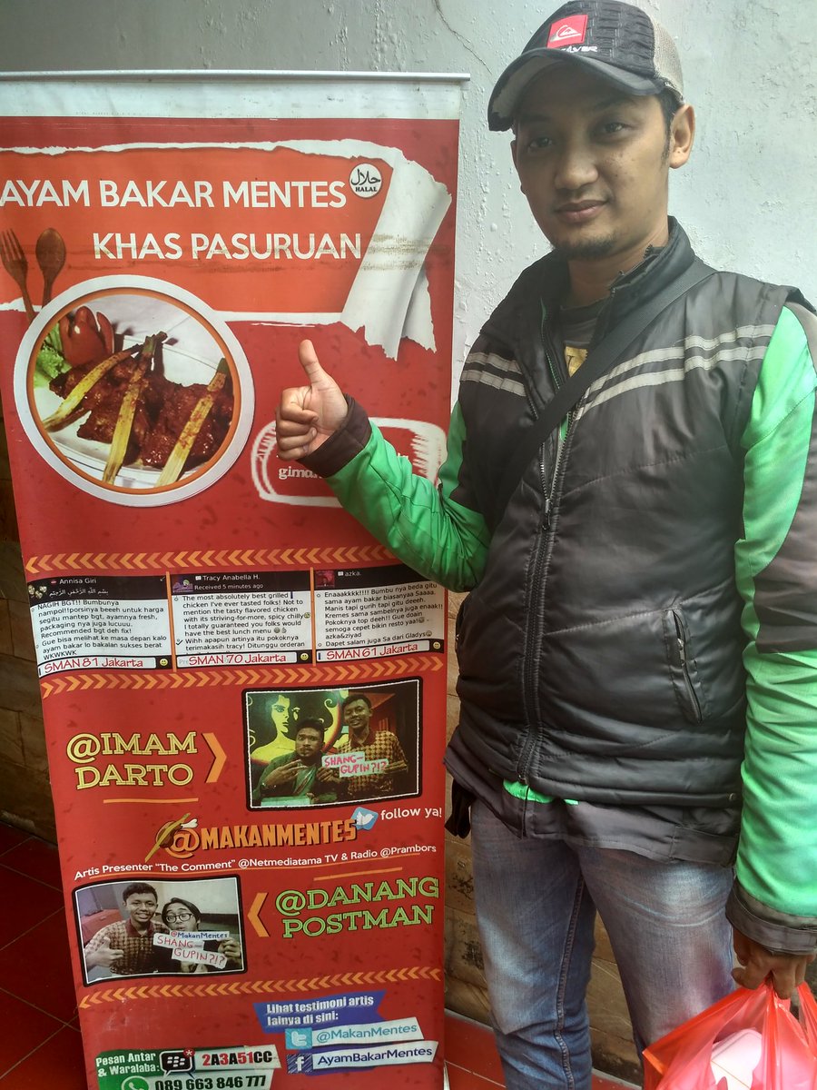 Bang Bayu melayani GoFood sepenuh hati utk kepuasan cust <a href="/gojekindonesia/">Gojek Indonesia</a> <a href="/MakanMentes/">Makan Mentes</a>. Semoga barokah buat keluarga. Semangat bang 😘