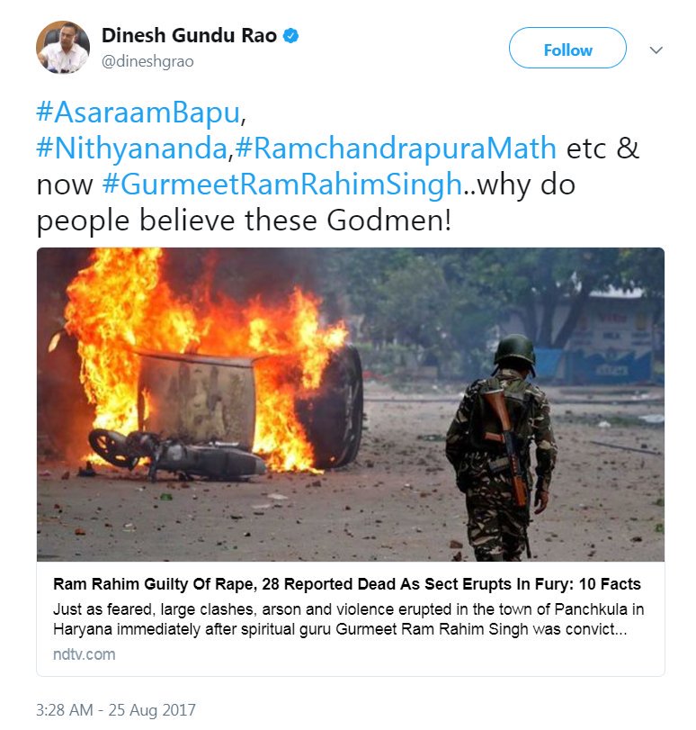 Vidyakailankaje's tweet photo. @ShankaraPeetha @dineshgrao @SriSamsthana @DrParameshwara @OneindiaKannada @rajeshpadmar @nimmasuresh @CTRavi_BJP @KarnatakaVarthe @manickamtagore @srpatilbagalkot @KCVenugopal_INC @OfficeOfRG @divyaspandana @INCIndia Anyway, we knew the anti-hindu stand of your party always Mr @dineshgrao  But you stooped so low by questioning judgement! #BeliefAttacked https://t.co/sJMuDel47o