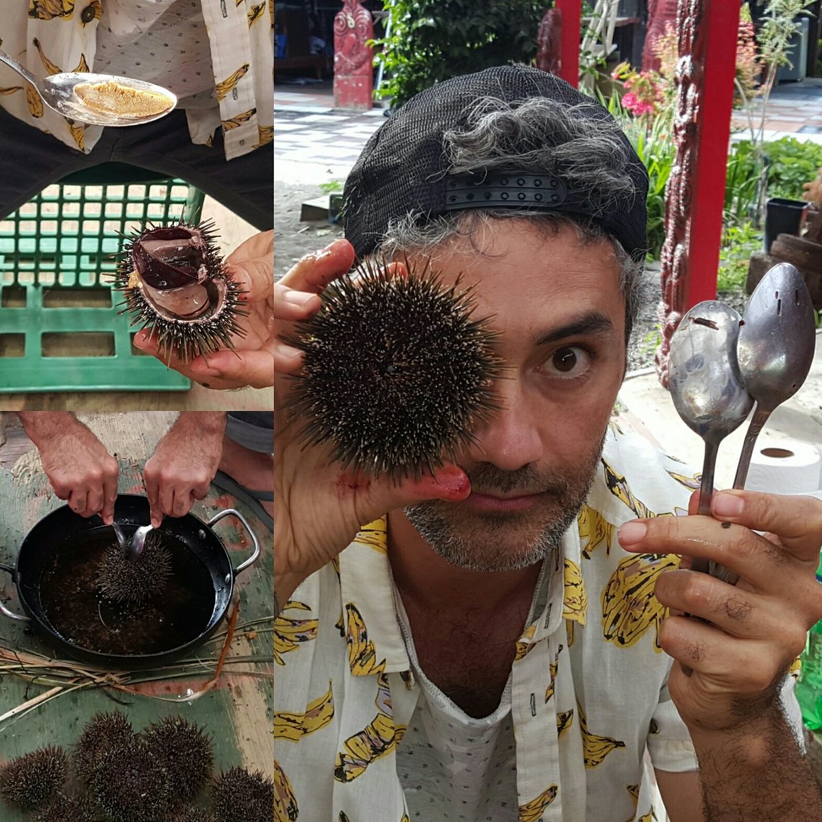 TaikaWaititi's tweet photo. The real problem with America: lack of urchins. 10 months cold turkey. #SendKina #Kaimoana #PrayForMaoriAbroad https://t.co/nBUFfQbZa2