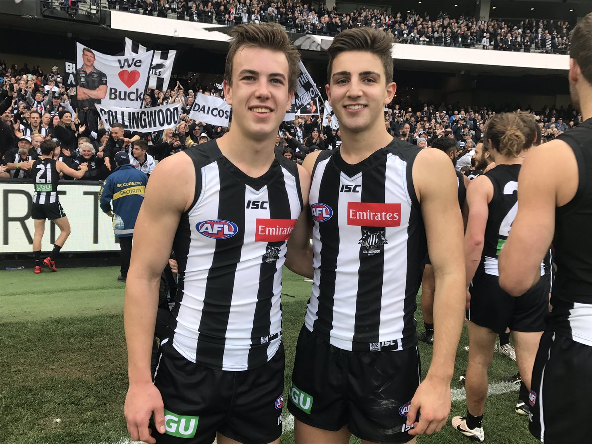 CollingwoodFC's tweet photo. First year down + so much more still to come. Browny + Daics, we're super proud #sidebyside https://t.co/ABktOBC0FF