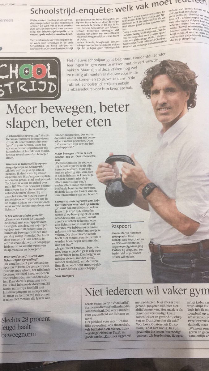 Interview in <a href="/leidschdagblad/">Leidsch Dagblad</a> over gebrek aan basiskennis en van eigen lichaam/energie en gevolgen daarvan. Wat LO kan doen aan deze trend.