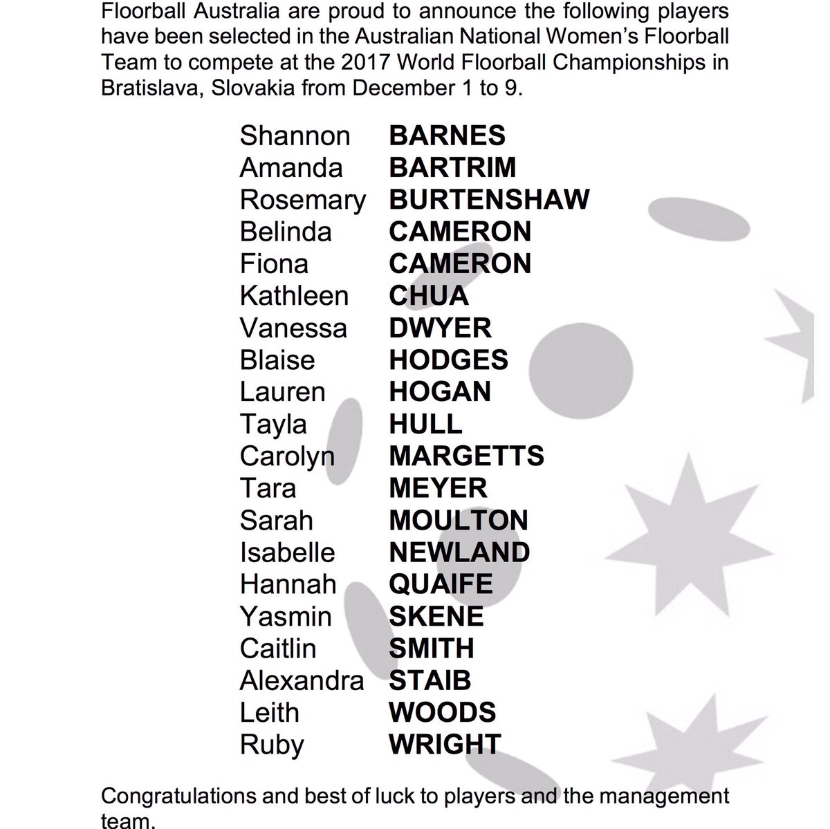ANNOUNCEMENT! #congratulations #aussieaussieaussie #wfc2017