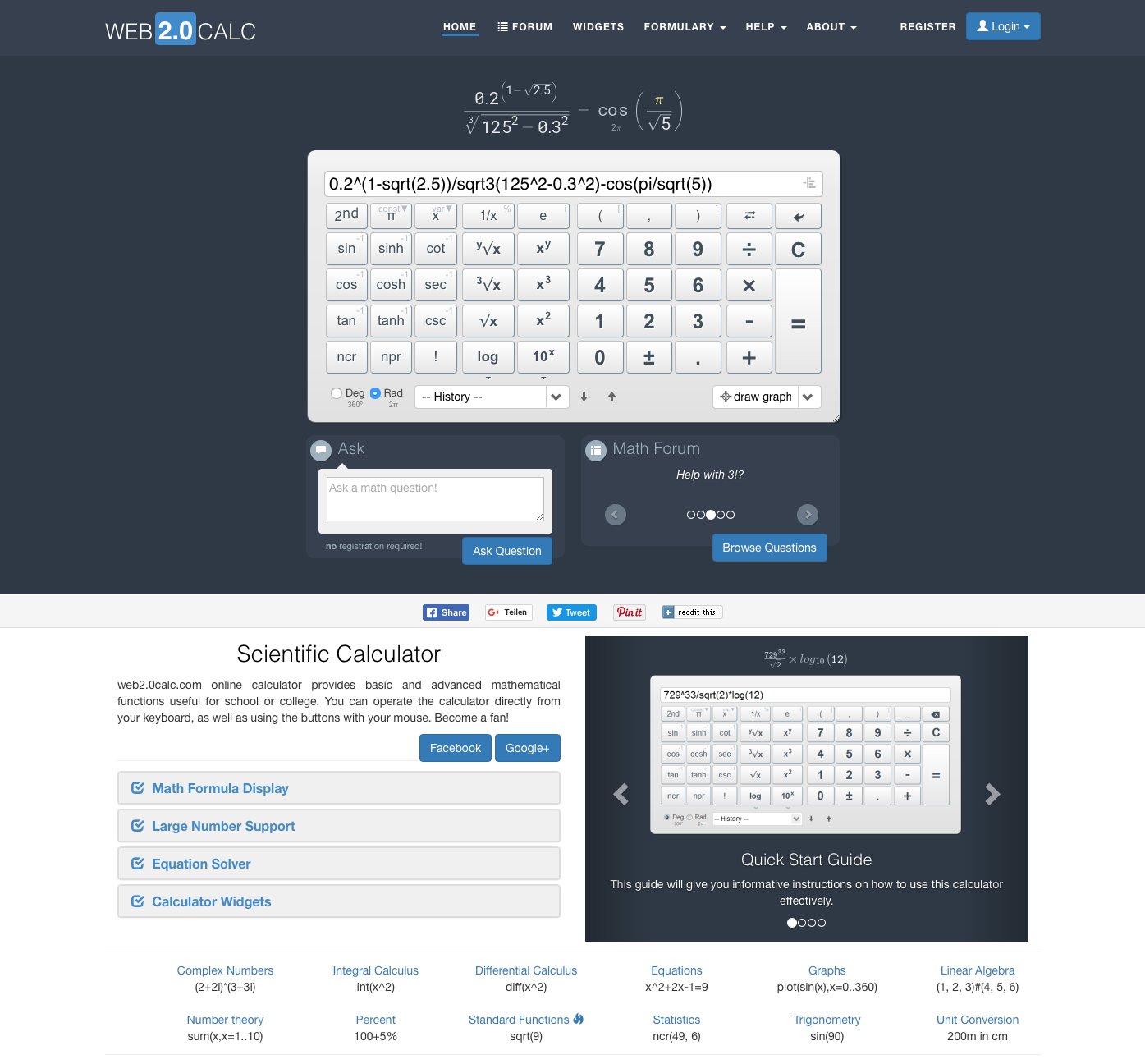 Web 2.0 scientific calculator