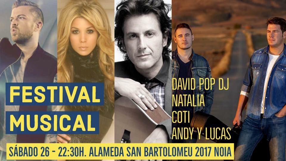 DavidPopMusic's tweet photo. Todo preparado para esta noche en #Noia #Galicia Espero vuestra energía en la Alameda  👏🏻👏🏻👏🏻 @NataliaOficial_ @CotiOficial @_AndyyLucas_ https://t.co/mjVA3LXohT