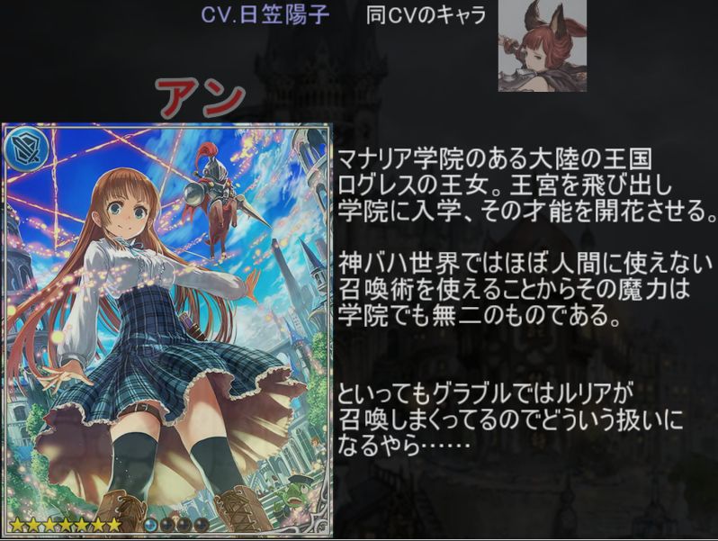 Nino 幸孑友 紀藍孑ﾊｼﾞﾒみ P グラブルに来そうな神バハキャラ 動画を作ろうとして途中放置したやつの供養その２ グラブルの予告バレにいなかったんですが マナリア学院イベならまず間違いなく彼女は出てくるかと アンは召喚魔法の使い手なんですが