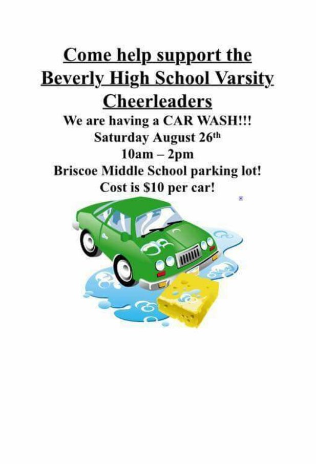 BevHighCheering's tweet photo. Come down to Briscoe today between 10am and 2pm to get your car washed by your Varsity Cheerleaders! Cost is only $10! #BHSVC 🎀🐾 https://t.co/m8gnAPdAO1