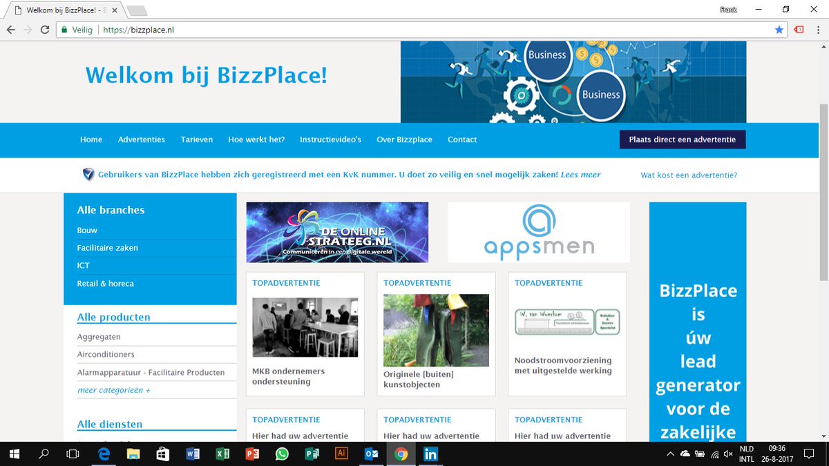 BizzPlace's tweet image. BizzPlace is volledig gratis! U kunt uw B2B advertenties eenvoudig gratis plaatsen op bizzplace.nl. Het is 100% gratis!