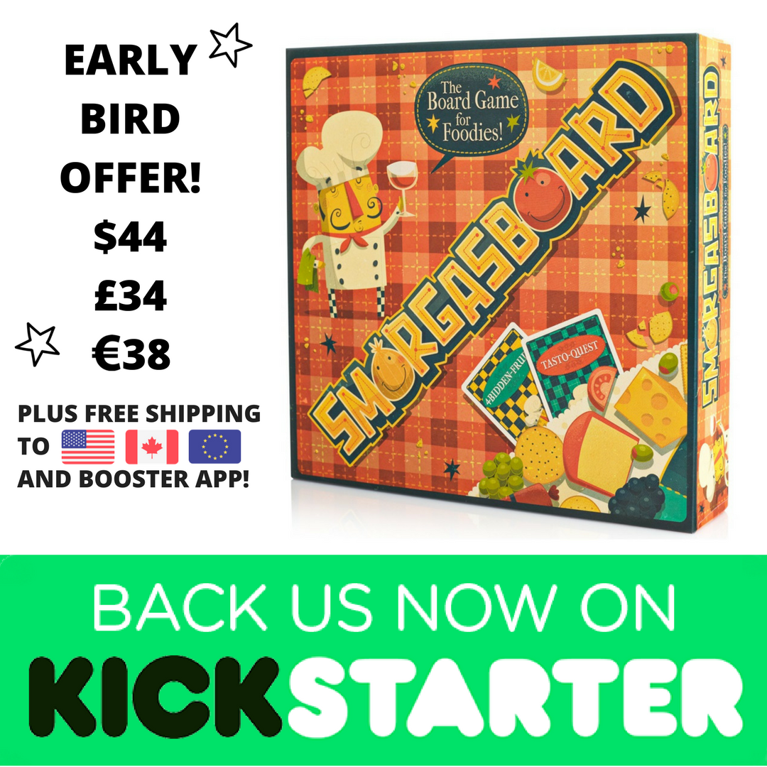 Only 3 days left for the Early Bird Offer $44/£34/€38 incl. game, booster app &amp; FREE shipping to 🇺🇸🇨🇦🇪🇺 bit.ly/smorgBG #FoodieFun