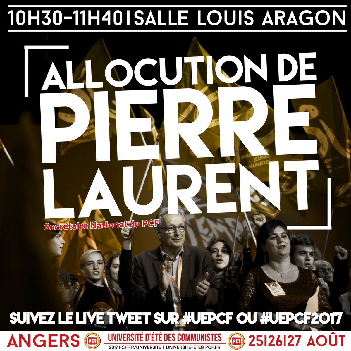 pcfangers's tweet photo. Dans quelques minutes, ne ratez rien de l'allocution de Pierre Laurent, secrétaire national du PCF sur #UEPCF ou #UEPCF2017 ! https://t.co/s1k6N1xaXw