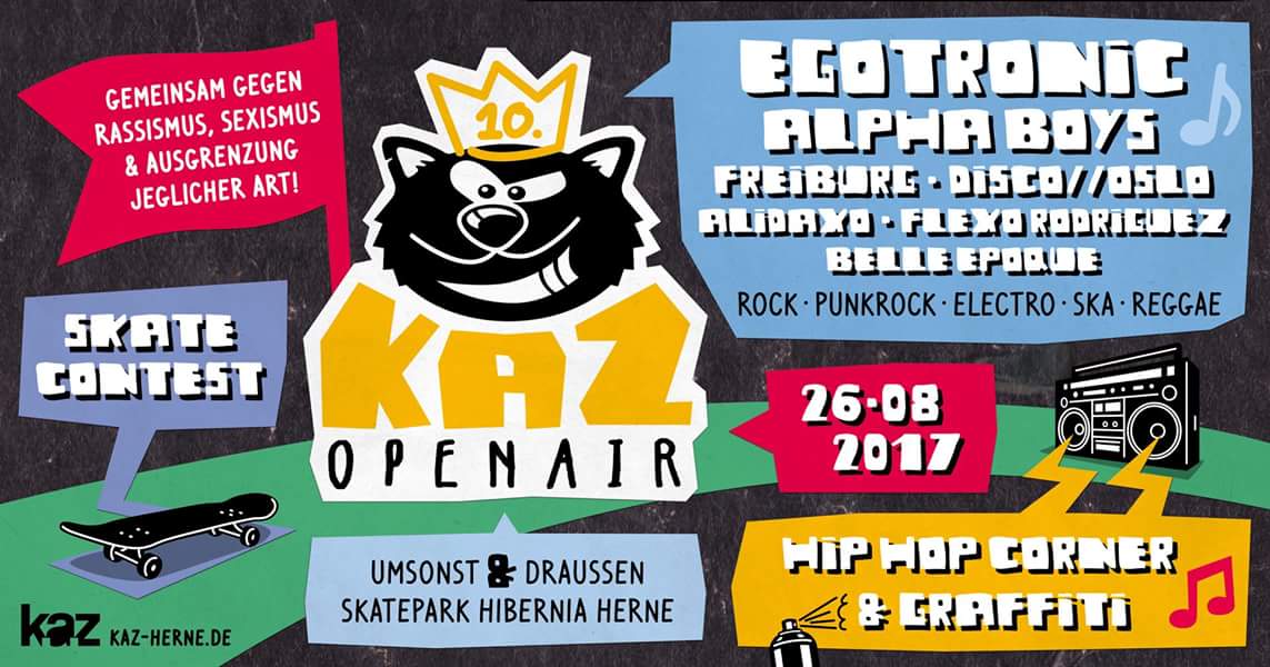 FlitzpiepenPogo's tweet photo. Wo geht's heute hin? Da geht's hin! #kazopenair @RockbueroHerne #herne #egotronic #discooslo #freiburg #alphaboys #operationpunkrock https://t.co/SHQBhjYdzh