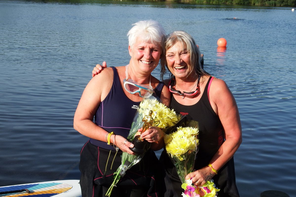 wath_hall's tweet photo. Well Done to Lynda Bailey and Jill Scattergood who swam wath lake for @wath_hall this morning https://t.co/9vGYF2bV1C